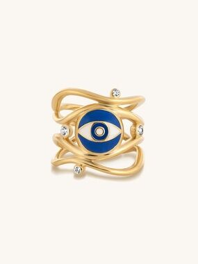 Serenity Gold Evil Eye 🧿 Ring, size 7